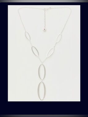 HSN ELLE Ruby Sterling Silver Oval Station Drop 16" Necklace